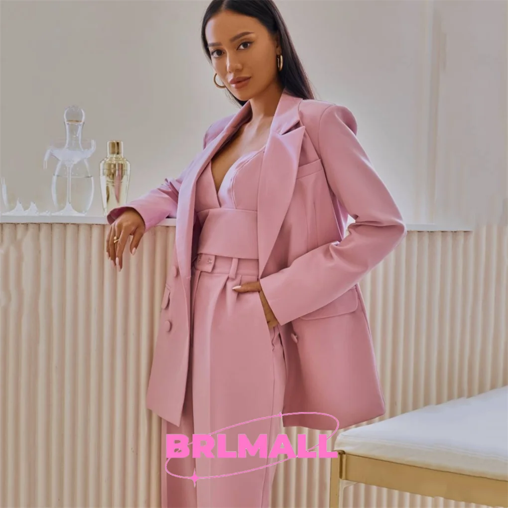 Women's 2 Pieces Suit Set Coats Pants Matching Set For Wedding Party Office Lady Prom Dress Wear Plus Size Double Breasted