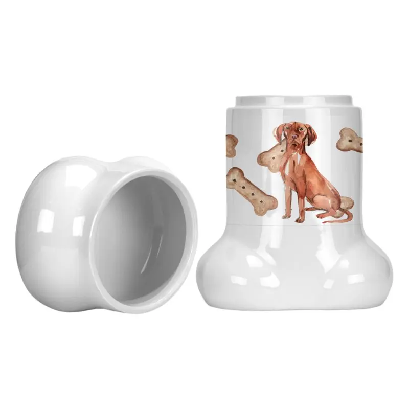 

Vibrant Multicolor Vizsla Bone-Shaped Treat Jar - A Dog's Best Friend!