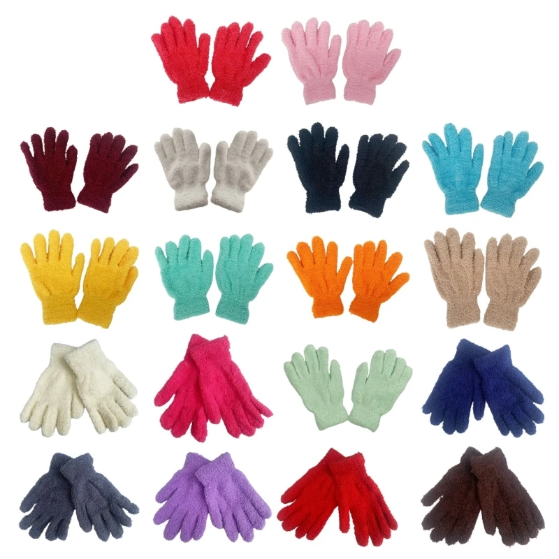 

Solid Color Touchscreen Gloves Winter Velvet Full-finger Mittens for Women Men