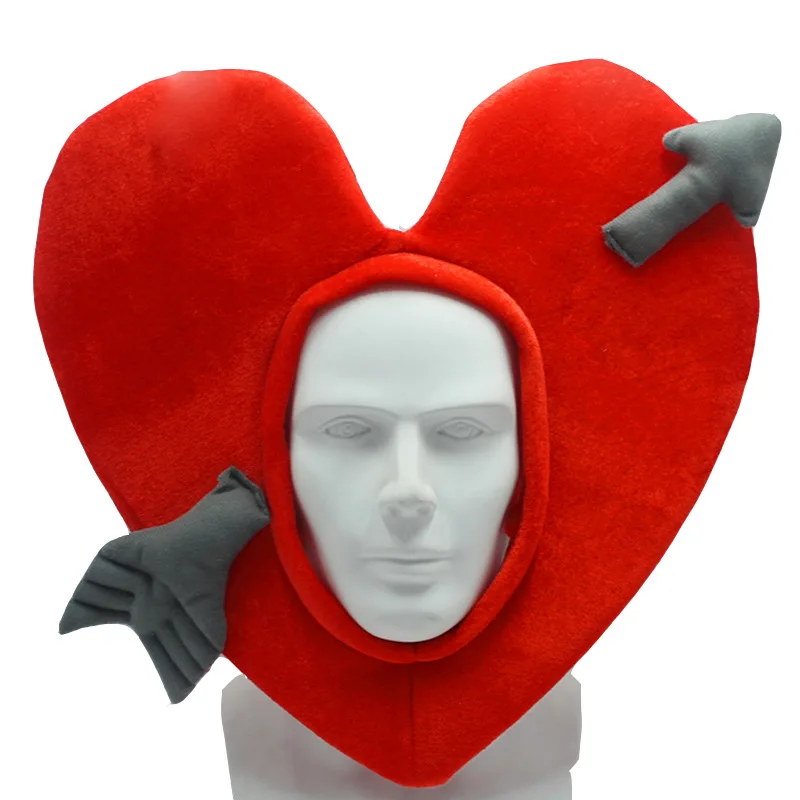 

Cartoon Love Peach Heart Plush Headgear Funny Cupid's Arrow Warm Hat Party Performance Photo Props Party Hat Masquerade