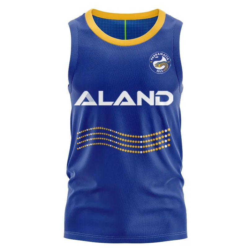 CUSTOMIZATION 2024 PARRAMATTA EELS TRAINING SINGLET — МУЖСКИЙ РАЗМЕР: S-5XL (НОМЕР ИМЯ С ПРИНТОМ)