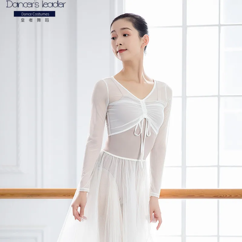 Ballet Dance Clothes Women's Short Mesh Gauze Top Light And Thin Lace Pleated Gauze Clothes Adult Ballet Practice Clothes