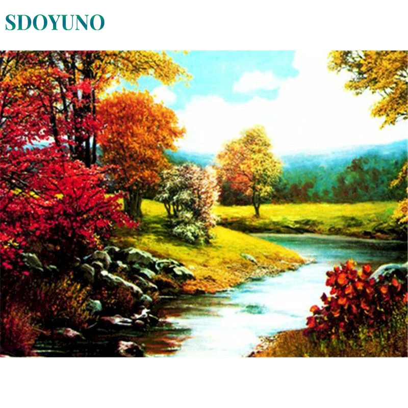 

SDOYUNO DIY Painting By Numbers Golden Scenery Modern Oil Painting On Canvas Gift Decoracion Acrylic Wall Art Pictures Kits