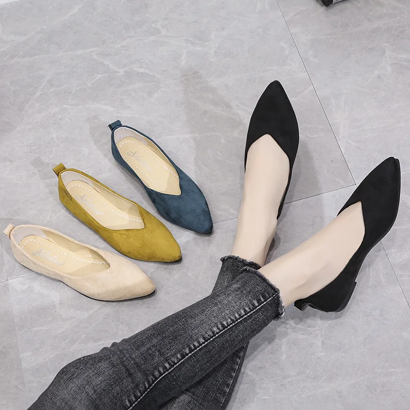 2023  Candy Color Woman Flats Slip on Ladies Shallow  Female Summer Loafers Spring Autumn Women Ballet Flats Plus Size