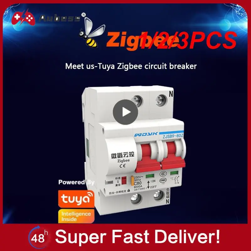 

1/2/3PCS Tuya Zigbee 3.0 Smart Circuit Breaker，220V ZJSB9 1P-4P Remote Voice Control IoT Switch，via Alexa Echo Assistant