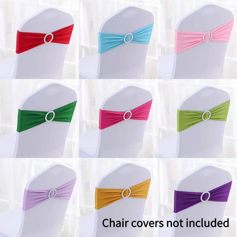 

50pcs/lot Stretch Lycra Spandex Chair Covers Bands With Buckle Slider For Wedding Decorations Wholesale Chair Sashes Bow heart