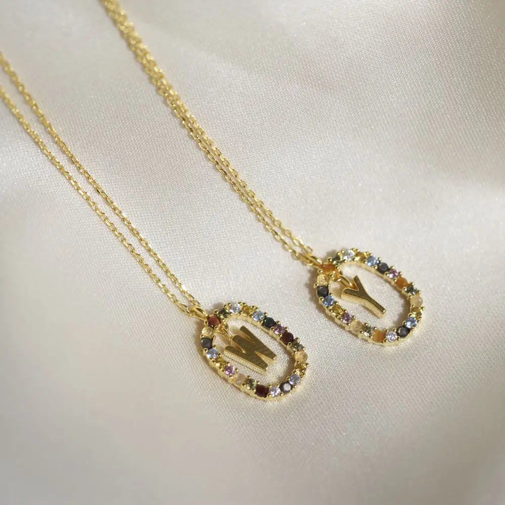 

Personalized Matching 925 Sterling Silver Gold A-Z Alphabet Necklace Women Fashion Simple Chain Necklace Fashion Jewelry Gifts