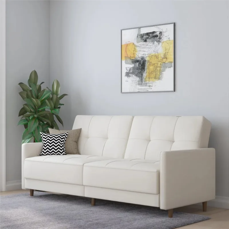 

Desert Fields Adera Coil Futon, White Faux Leather