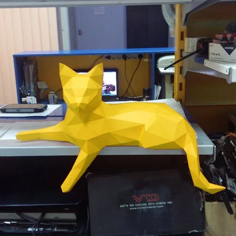 45 см бумажная модель с изображением кота животного 3D головоломка скульптура