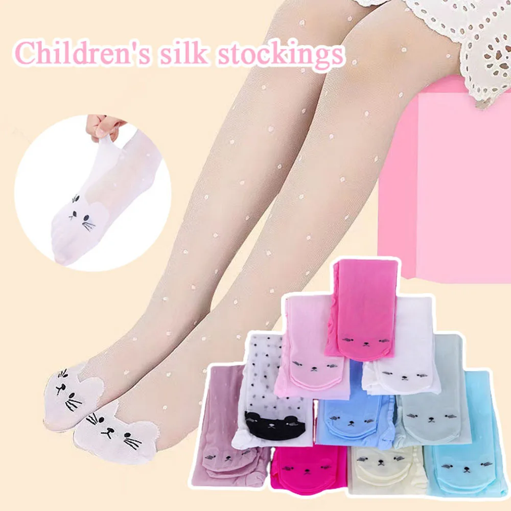 

Girls Kid Sheer Pantyhose High Quality Stockings Dance Ballet Tight Cat Thin Dots White Summer Cute Cat Tights For Children Baby