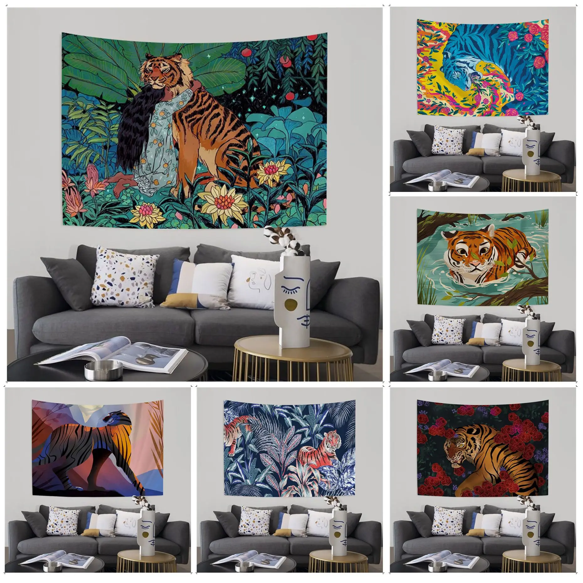 

Plant Tiger Wall Tapestry For Living Room Home Dorm Decor Art Home Decor