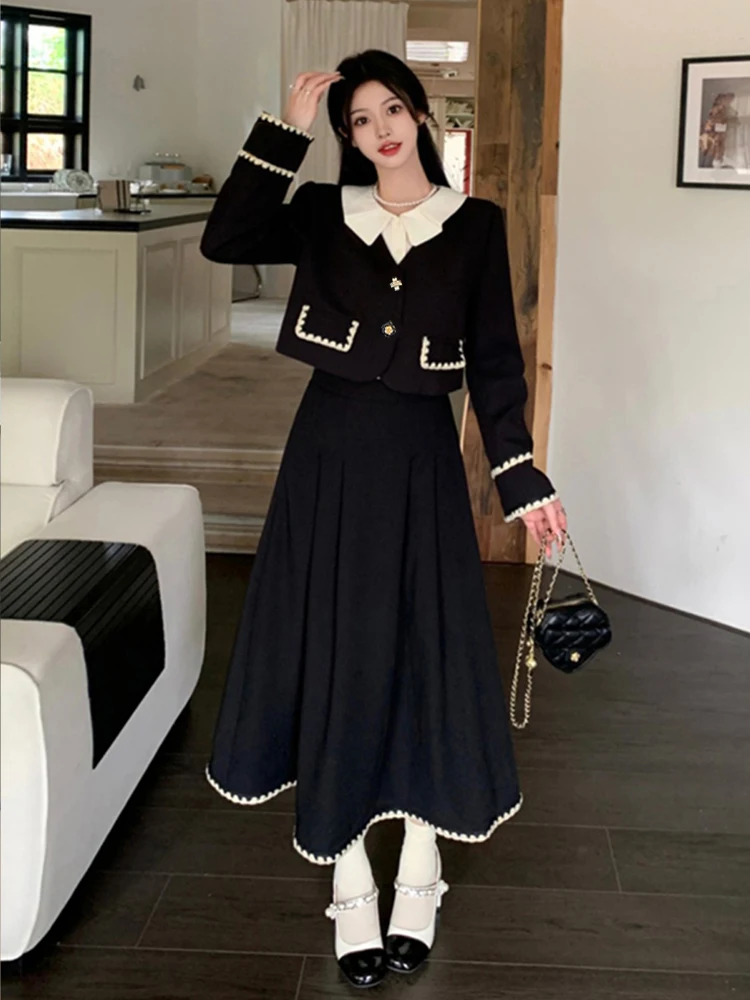 Женская осенне-зимняя черная повседневная куртка больших размеров на эластичной