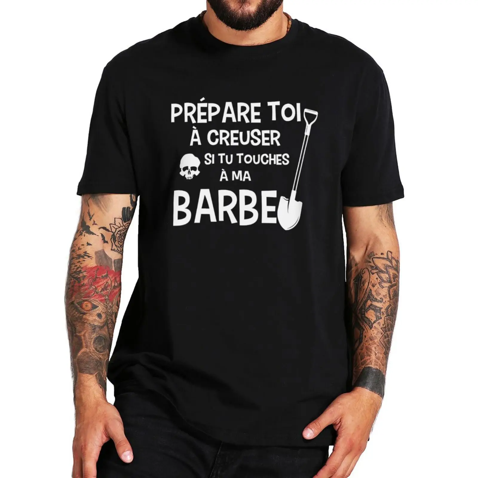 

Футболка унисекс с надписью «If You Touch My борода Dig It», мягкая рубашка из 100% хлопка с круглым вырезом, с забавным французским текстом, европейский размер