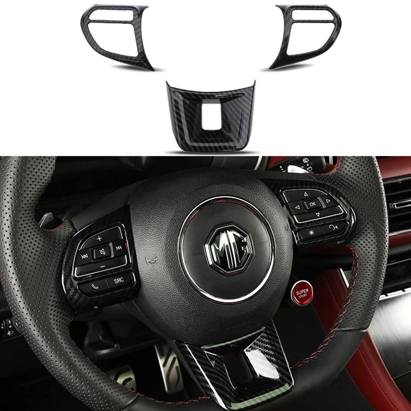 

For MG HS 18-22 Car Stickers and Decals Steering Wheel Button Cover Carbon Fiber Interior Details Decoration Accessories