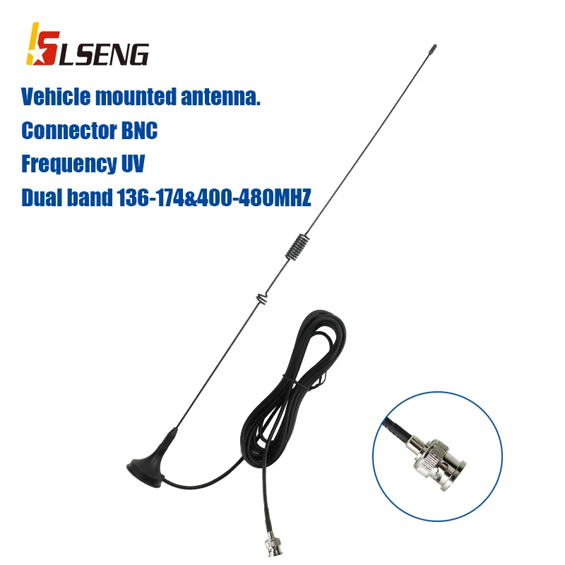 LSENG Vehicle Mounted Antenna BNC Dual Band UV VHF/UHF 144/430Mhz Antenna for Motorola HT440 ICOM V8 V82 V85 Two Way Radio