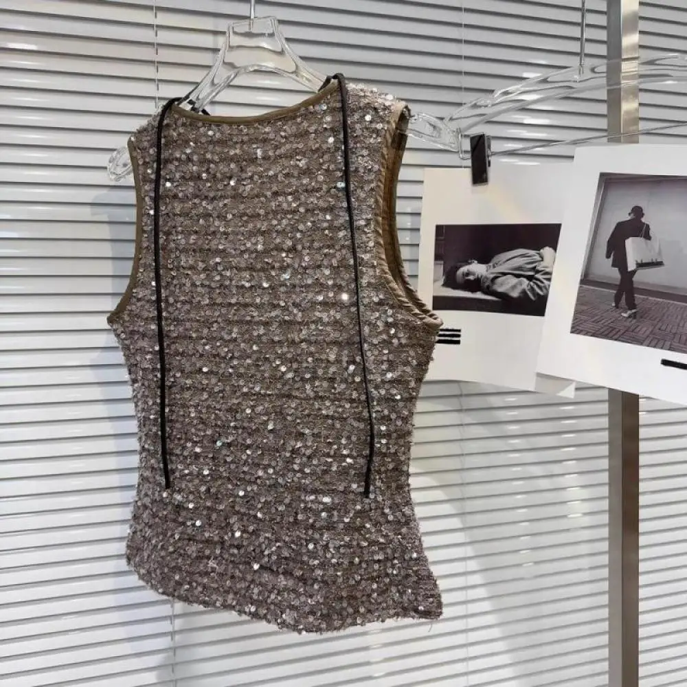 Женский облегающий Топ без рукавов розовая блестящая майка с V-образным вырезом