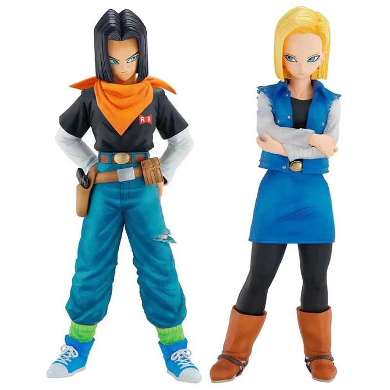 Фото В наличии фигурки Android 17 и Android 18 из аниме Dragon Ball Z, 24 см, коллекционные модели из ПВХ, игрушки для подарков. №2