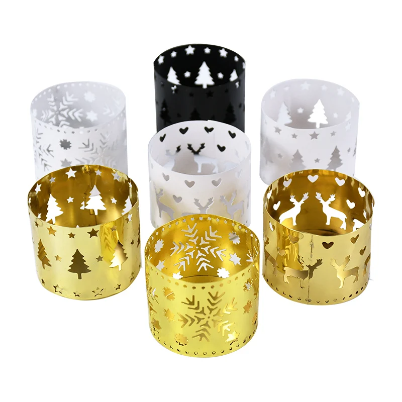 

1pc Christmas Hollow Iron Candle Holder Merry Christmas Home Party Desktop Candlestick Ornament Xmas New Year Gift Decorations