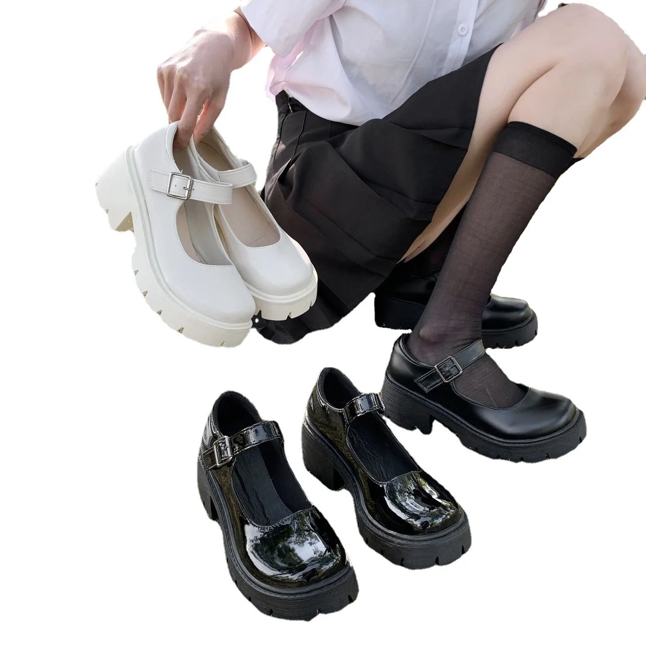 

Женские туфли мэри джейн 2022, женские винтажные туфли на высоком каблуке и платформе в стиле Лолиты, студенческие туфли в японском стиле для ...