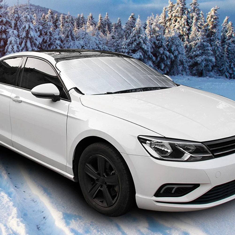 

2Pcs Universal Winter Snow Shield Snow and Frost Protection Car Front Shield Glass Sun Shield Silver