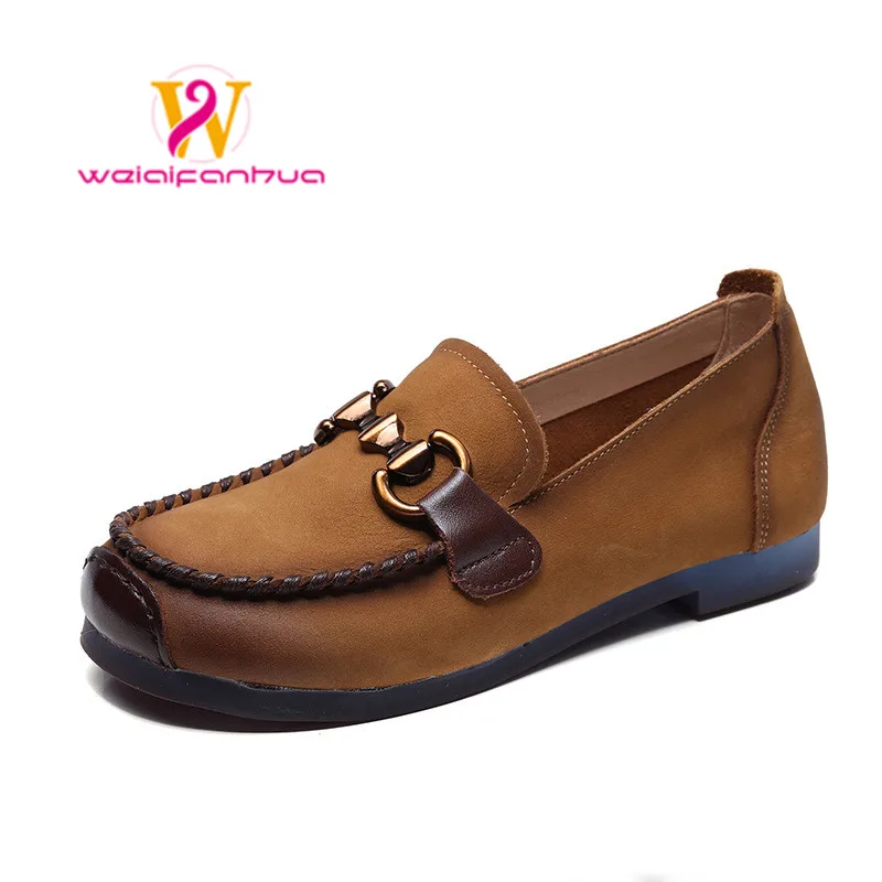 Beanie Shoes Women's Single Shoes Suede 2023 Spring New Vintage Handmade Single Shoes Women's Flat Casual Women's Shoes Flats