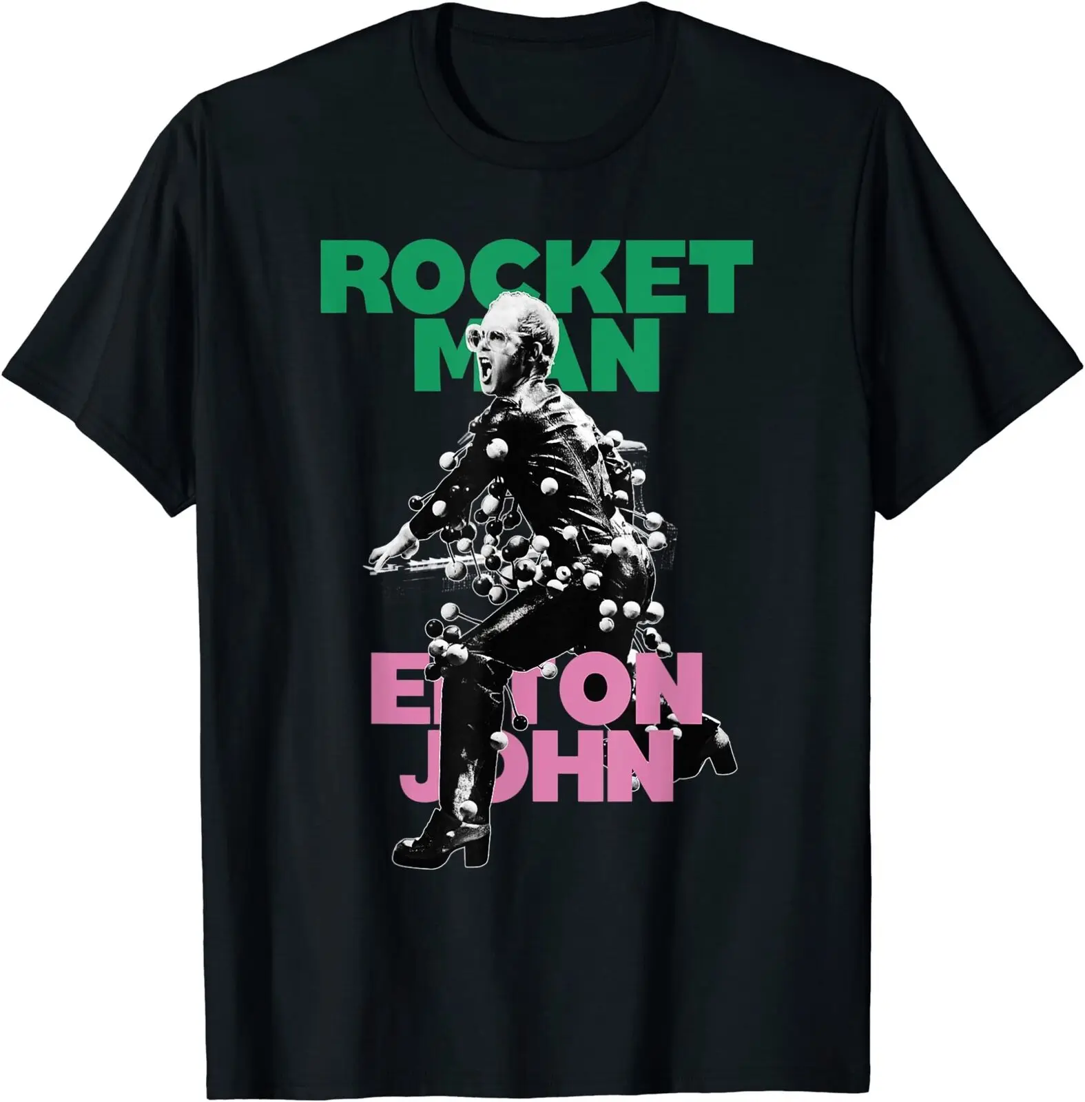 Elton John X Rocketman Black Funny Gift O-Neck Cotton T Shirt Men Casual Short Sleeve Tees Tops Harajuku Streetwear