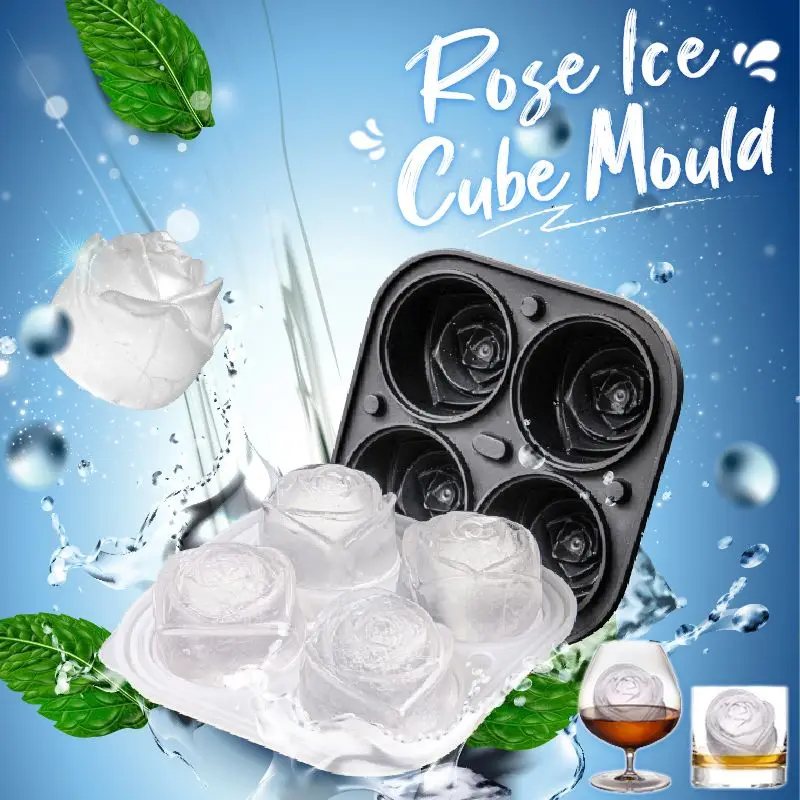 

Кубик льда, 4 ячейки, форма цветка розы, многоразовый кубик льда, пищевой силикон, форма с крышкой, сделай сам, домашний бар, вечевечерние, IceCube...