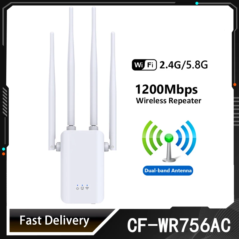 

2.4G/5G 1200Mbps Dual Band repeater WiFi Router extender Wireless Signal Booster Network Amplifier Acces CF-WR756AC