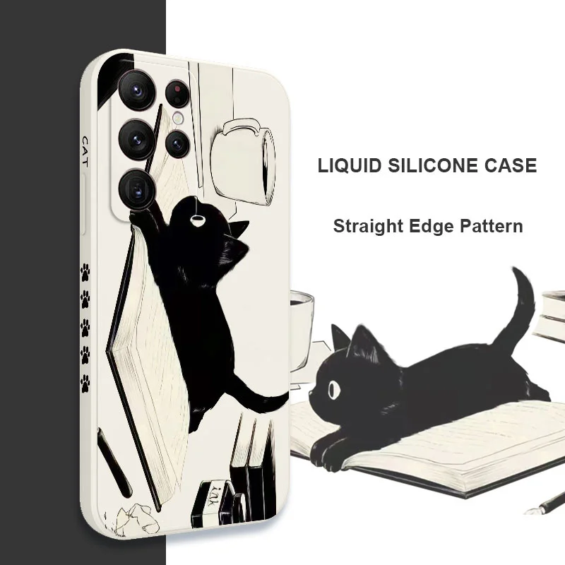 Naughty Cat Phone Case For Samsung Galaxy S23 S22 S21 S20 Ultra Plus FE S10 S9 S10E Note 20 ultra 10 9 Plus Cover