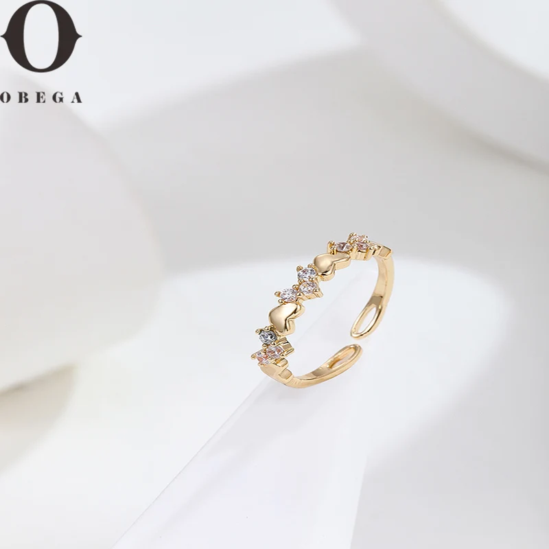 

Obega Elegant Golden Rings for Women Korean Statement Cubic Zircon Women's Ring Couple Wedding Finger Jewelry 2023 New Trending
