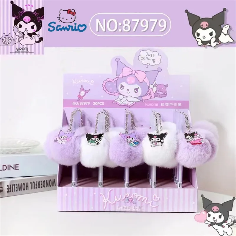

20 шт. Мультяшные Sanrio Kuromi Cinnamoroll милые шарики для волос, ручка для подписи 0,5 мм, канцелярские принадлежности, оптовая продажа