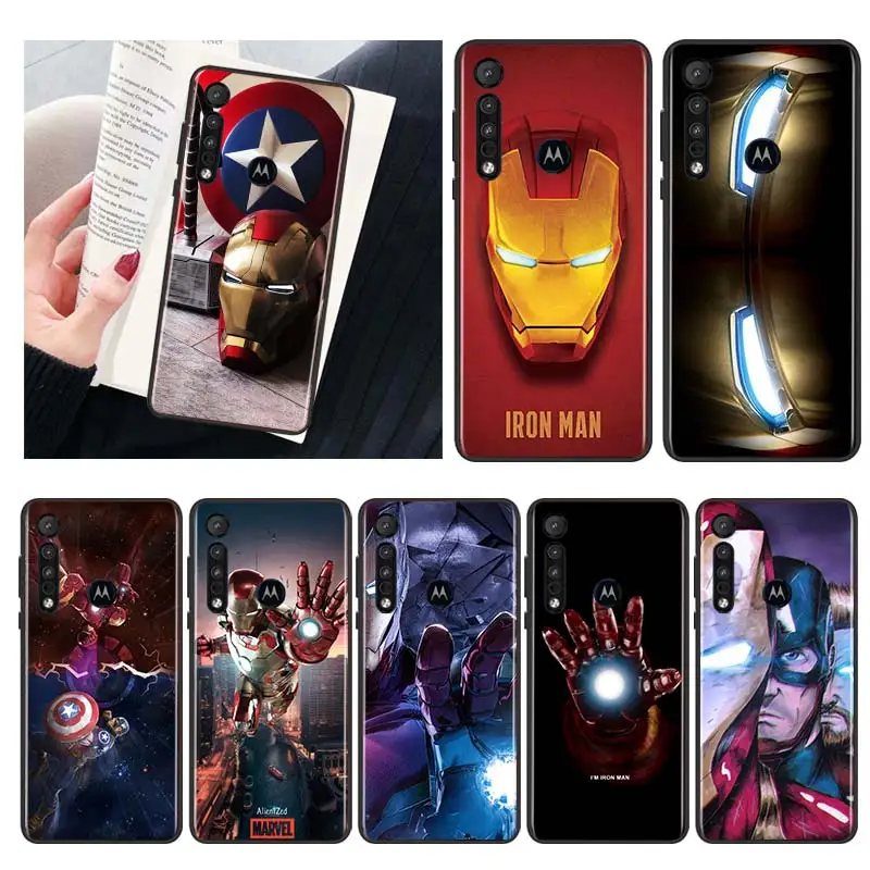 

Fashion Marvel Iron Man For Motorola MOTO G9 G8 E7 E7i E6 Power Edge One Fusion Plus Lite Hyper Marco Black Soft Phone Case