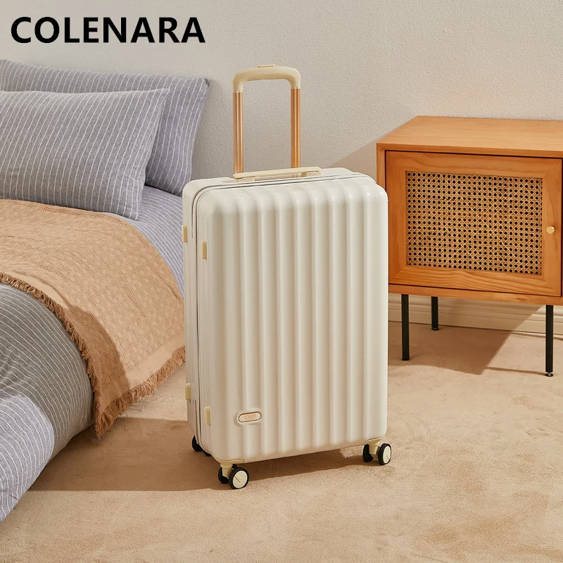 COLENARA Luggage New Men's Gold Trolley Case Women's Lightweight Silent Waterproof Large Capacity with Wheels Rolling Suitcase