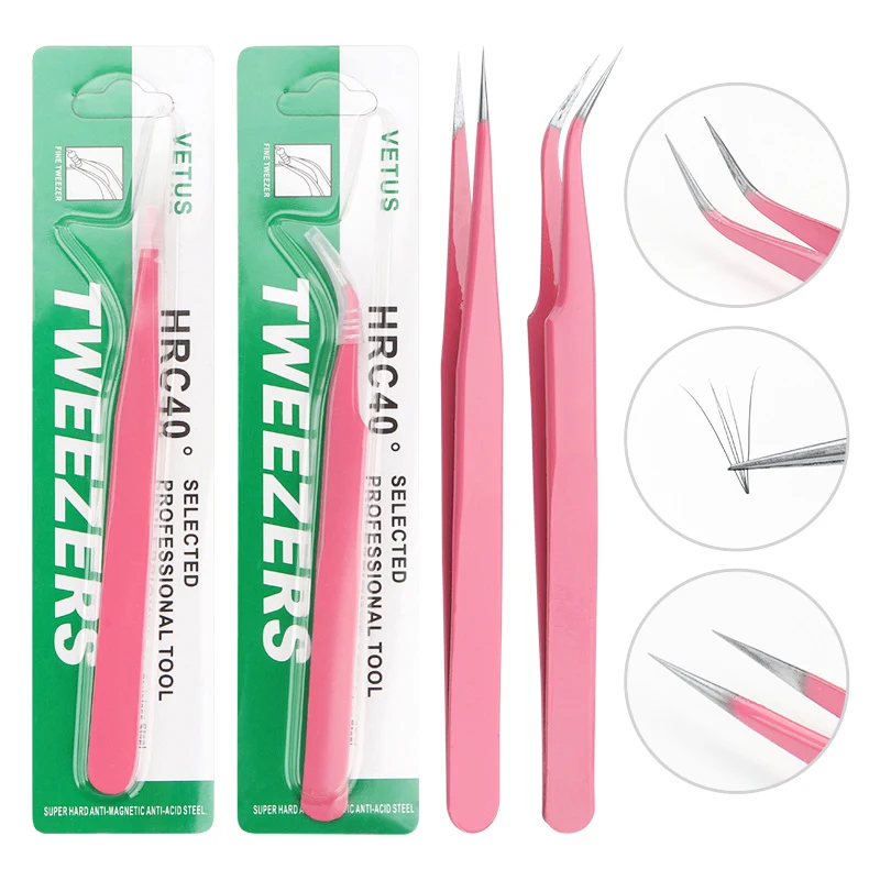 

1 шт., Розовый Пинцет для наращивания ресниц, из нержавеющей стали