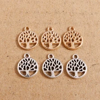 50pcs 11x13mm gold silver color alloy tree charms for making cute drop earrings pendants necklaces diy crafts jewelry findings