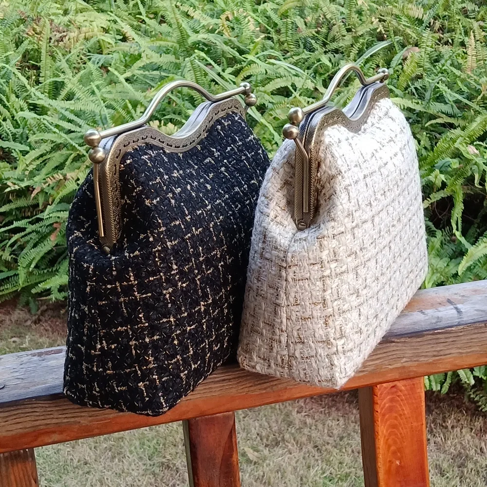 

Autumn and winter small fragrance handbag retro woolen handmade bag lady clutch bags for women 2021