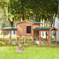 House Waterproof Roof Natural Wood Color Large Size Rabbit Hutch Pet Cage Wooden Chicken Coop Outdoor Garden Backyard Bunny Cage