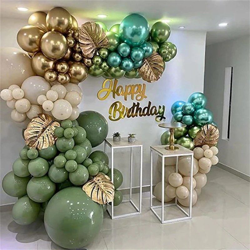 

Metal Green Gold Balloon Garland Birthday Party Decor Kids Baby Shower Boy Latex Ballon Arch Kit Wedding Party Baloon Suppiles