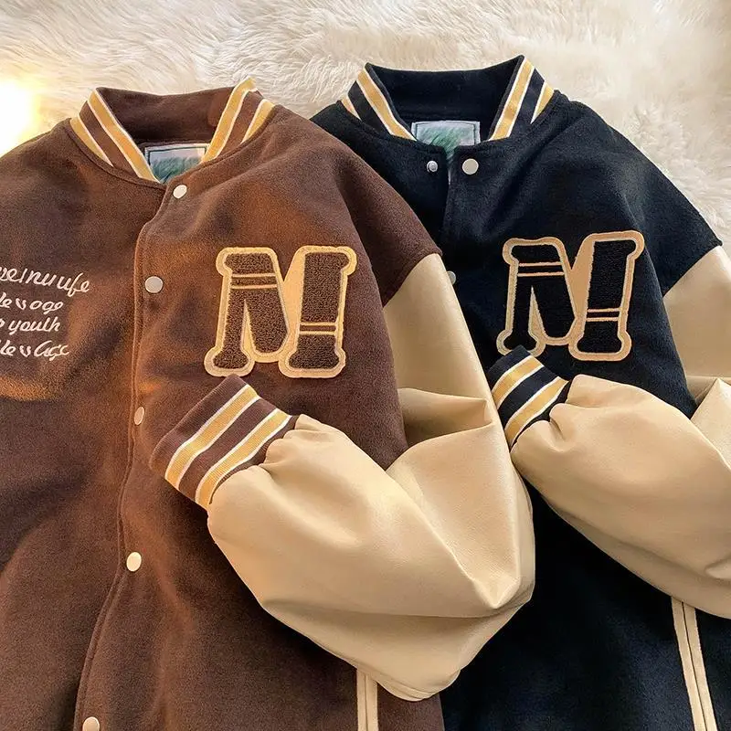 

Уличная Повседневная бейсбольная униформа в стиле ретро для осени и зимы, мужская и женская трендовая куртка свободного покроя, брендовая к...