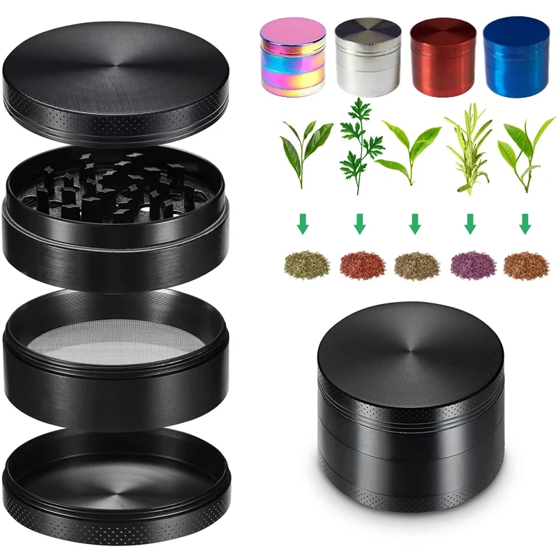 

4 Layers Smoke Grinder Zinc Alloy Dry Herb Hemp Tobacco Crusher Portable Grinder Powder Separator Smoking Accessorie Smoke Tools