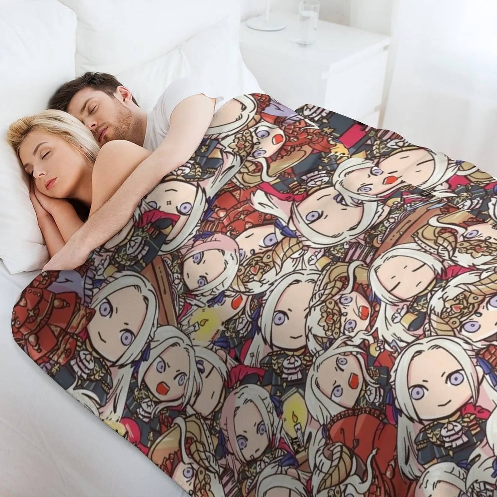 Фото Плед Fire Emblem Three Houses: Chibi Edelgard Collage, тонкое мягкое одеяло для летнего сна №4
