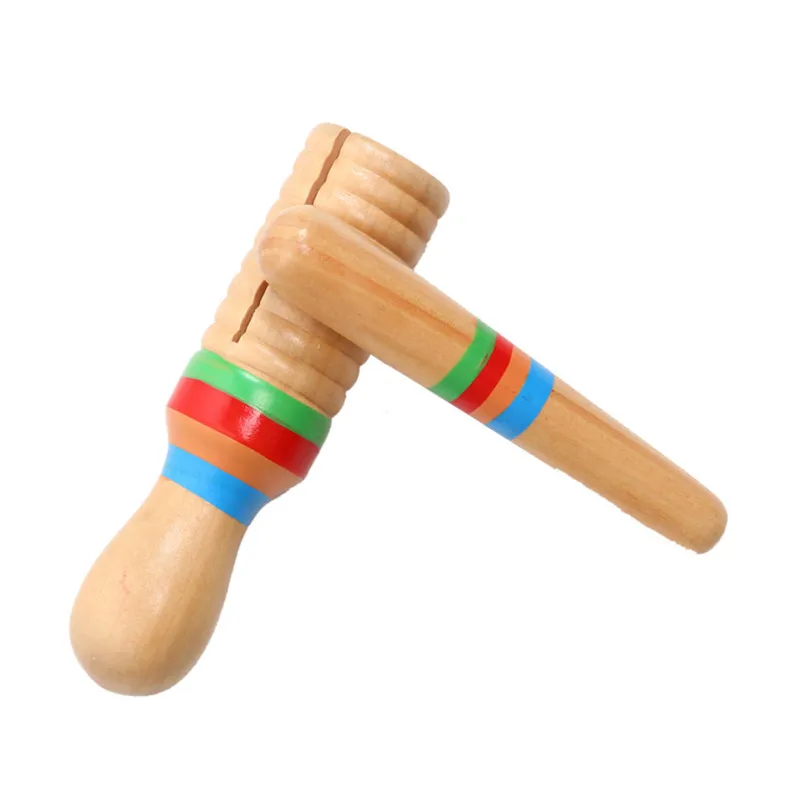 

1Set Wooden Musical Instrument Children Kid Toys Sound Tube Small Single-Threaded Ring Percussion Cylinder Croak Frog Barrel New