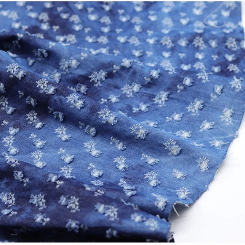 Легкая джинсовая ткань с маленькими отверстиями принтом тай-дай вязаные брюки