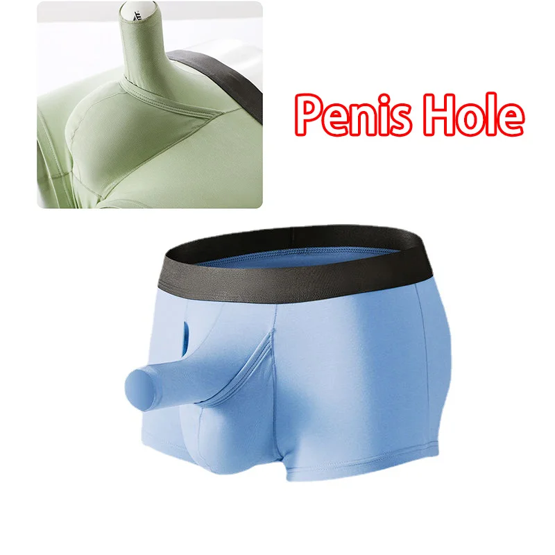 Man Open Hole Sexy Underwear Elephant Nose Boxers Bulge Penis Pouch Underwear Slip Interior U-Convex Lingerie Gay Big Dick Brief
