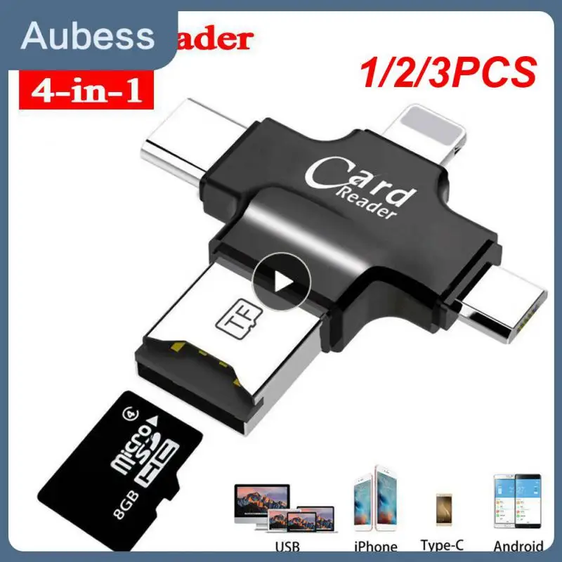

Многофункциональный кардридер 4 в 1, 1/2/3 шт., Type-c/Micro USB/USB 2,0