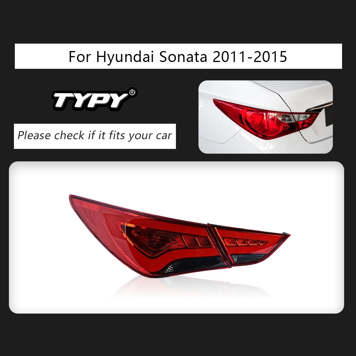 

Автомобильные задние фонари TYPY для Hyundai Sonata 2011-2015 светодиодный, автомобильные задние фонари, дневные ходовые огни, автомобильные аксессуары