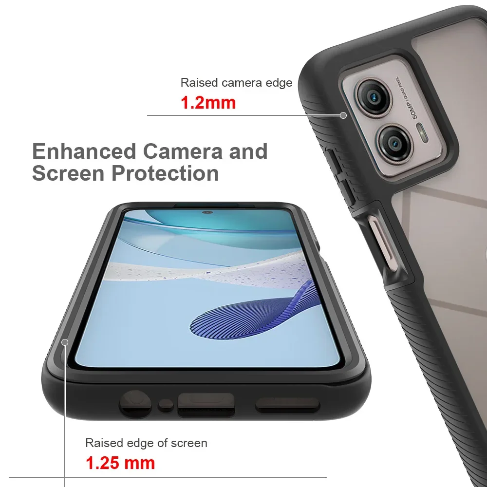 Гибридный чехол из ТПУ/поликарбоната для Motorola Moto G53 Встроенный протектор экрана