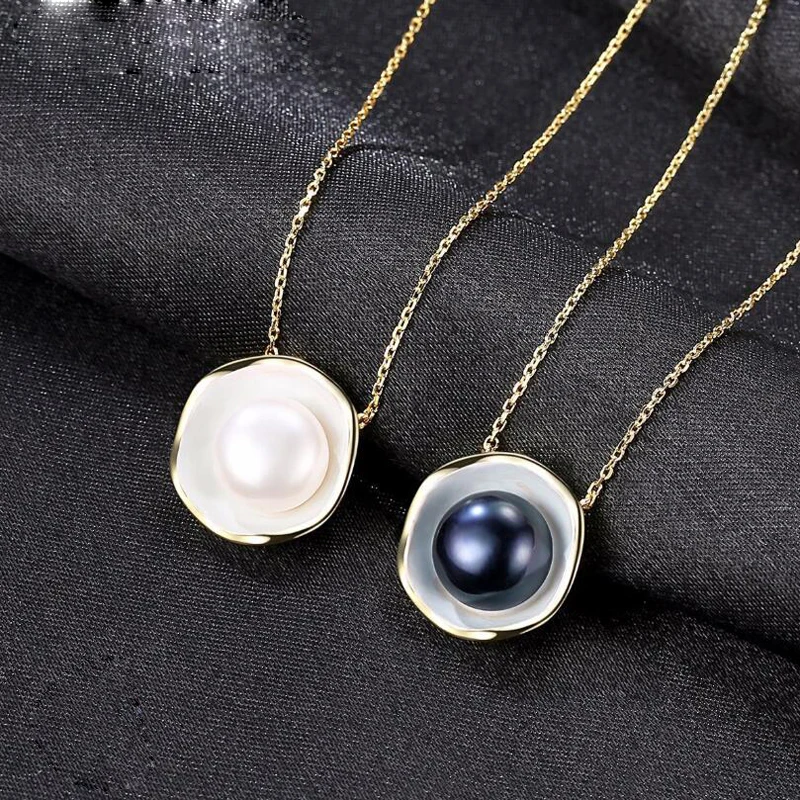 

[MeiBaPJ] ожерелье с подвеской из натурального пресноводного жемчуга в виде жареных яиц, золотое ожерелье, чистое серебро 925 пробы, позолоченные...