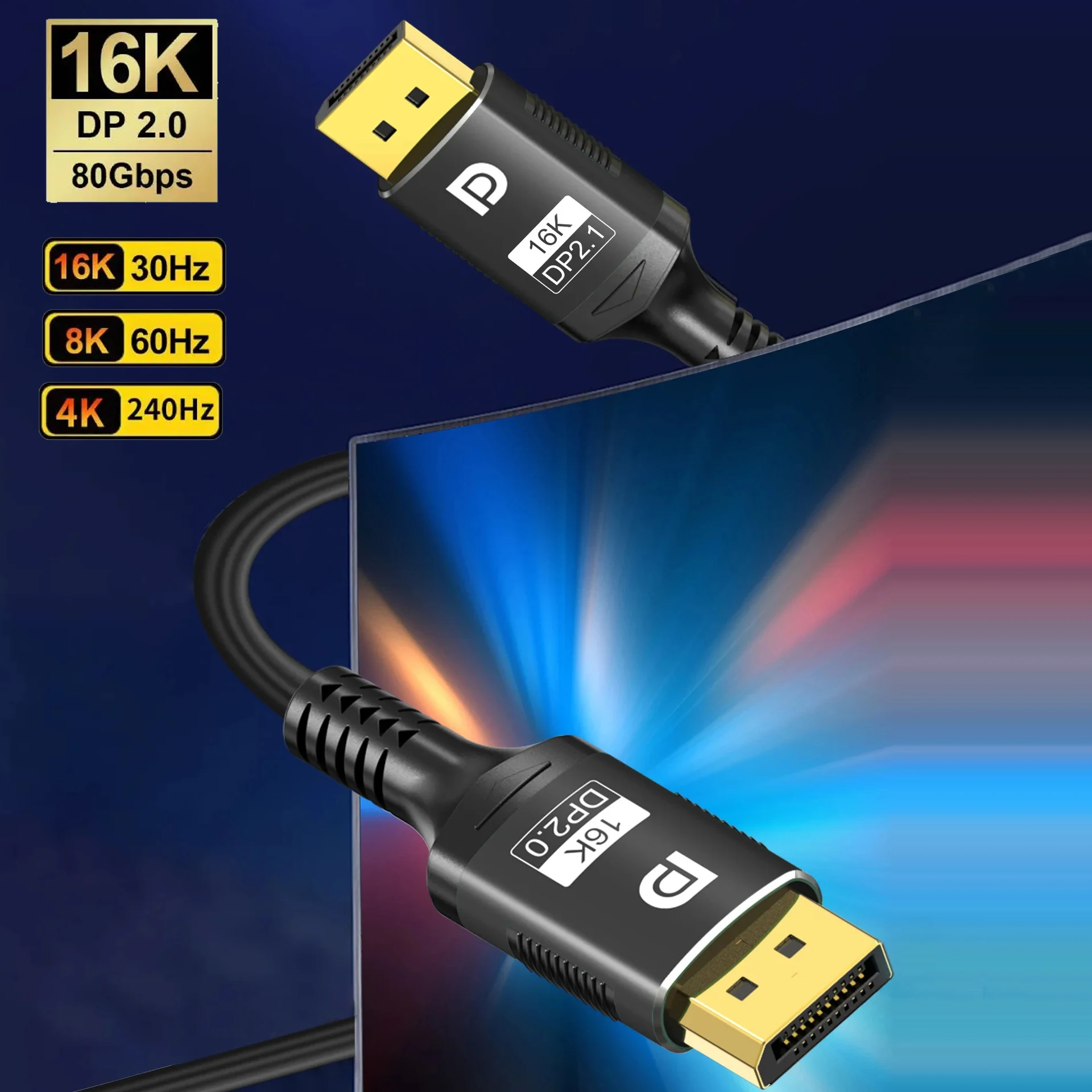 Кабель DisplayPort 16K DP 2 1 кабель 8K @ 60 Гц 4K 144 шнур высокоскоростной к для ноутбука тв Xbox