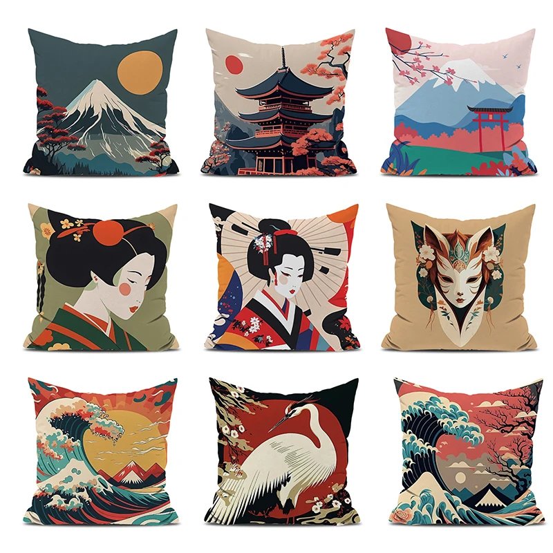 

Decorative Cushion Cover Japanese Style Throw Pillows Sofa Cushions Pillowcase Decor 40x40 Couple Pillow Pillowcases 50x50 Anime